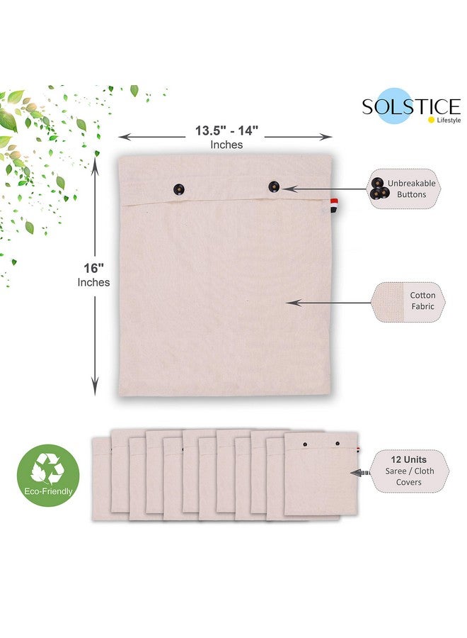 سولستيس مجموعة أغطية الساري القطنية من SOLSTICE/حقائب التخزين، مقاس 16 × 14 (بوصة) لأغطية الملابس، حقيبة التخزين، السفر، منظم خزانة الملابس، مجموعة من (12) - Image 2