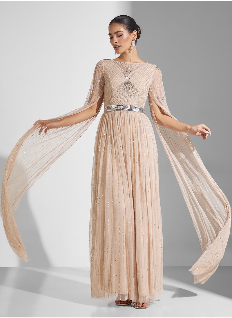 Amelia Rose Belted Flared Sleeve Dress  - Image 1
