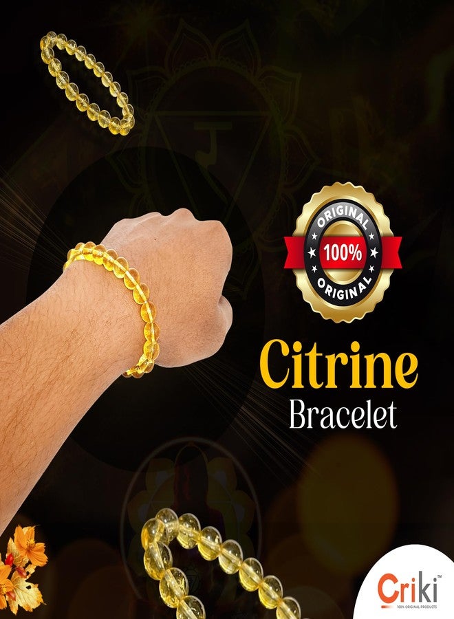 CRIKI Citrine Bracelet Original Certified for Men and Women - Yellow Citrine bracelet with Lab Certificate for Success, Good Health, Manifestation, Self-Esteem, Money and Chakra Healing - 8 MM Beads - Image 2