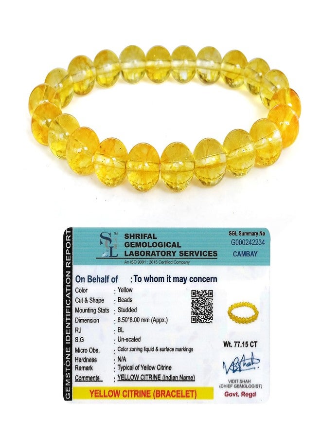CRIKI Citrine Bracelet Original Certified for Men and Women - Yellow Citrine bracelet with Lab Certificate for Success, Good Health, Manifestation, Self-Esteem, Money and Chakra Healing - 8 MM Beads - Image 1