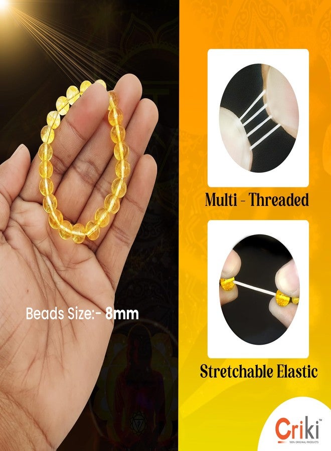 CRIKI Citrine Bracelet Original Certified for Men and Women - Yellow Citrine bracelet with Lab Certificate for Success, Good Health, Manifestation, Self-Esteem, Money and Chakra Healing - 8 MM Beads - Image 3
