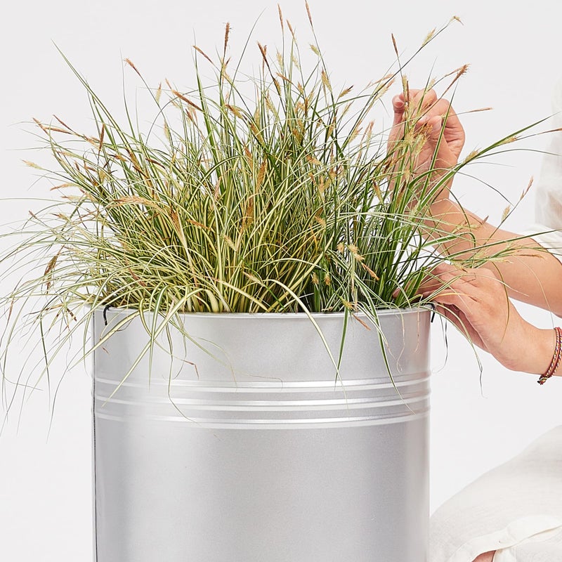 Worth Garden Galvanized Steel Planter 2-Pack - Large:28"x14.5" & Small:24"x12" - Tall Metal Plant Pots - Large Handcrafted Decoration Flower Pot for Indoor Outdoor, Deck, Patio, Front Porch - Silver - Image 3