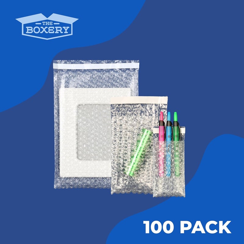 The Boxery 6x8.5" Clear Self-Sealing Bubble Out Bag Pouches -100 Pack- Bubble Cushion Wrap Bags for Packing, Storage, Moving, and Shipping fragile items - Image 4