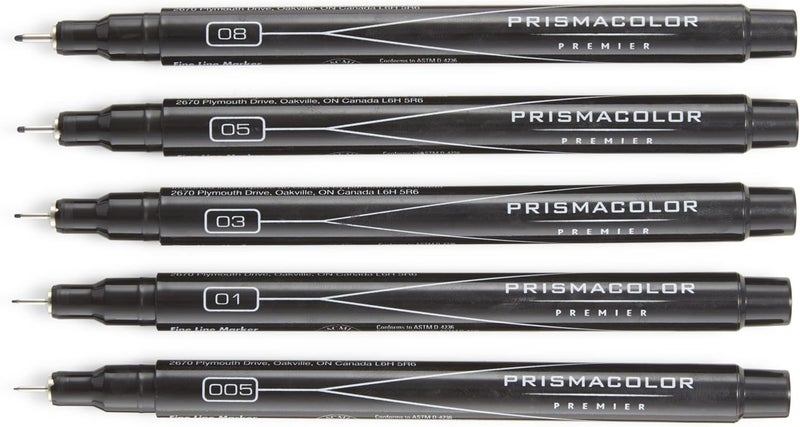 Prismacolor مجموعة أقلام ماركر برزمكولور بريمير ذات الخط الدقيق - 5 قطع سوداء - Image 3
