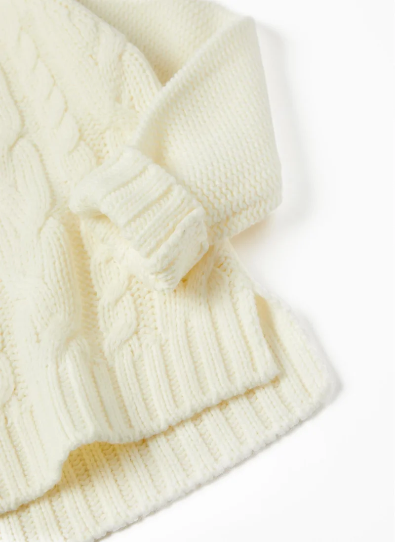 زيبي Braided Knit Jumper for Girls, White