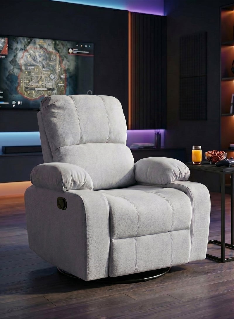 M-Smart Swivel Recliner Chair for Living Room - Comfortable Lazy Boy Rocking Chair with Back and Neck Support for Long Sitting, Reading, Watching TV and Napping, 95x92x93cm - Light Gray - Image 2