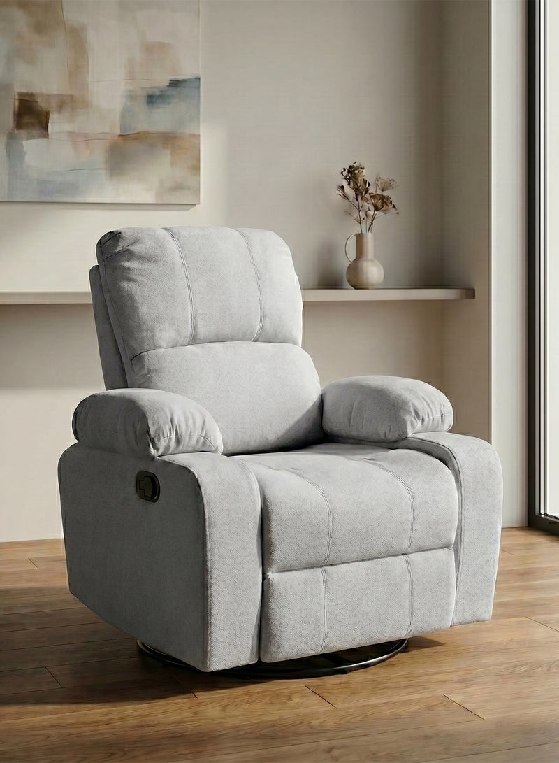 M-Smart Swivel Recliner Chair for Living Room - Comfortable Lazy Boy Rocking Chair with Back and Neck Support for Long Sitting, Reading, Watching TV and Napping, 95x92x93cm - Light Gray - Image 1