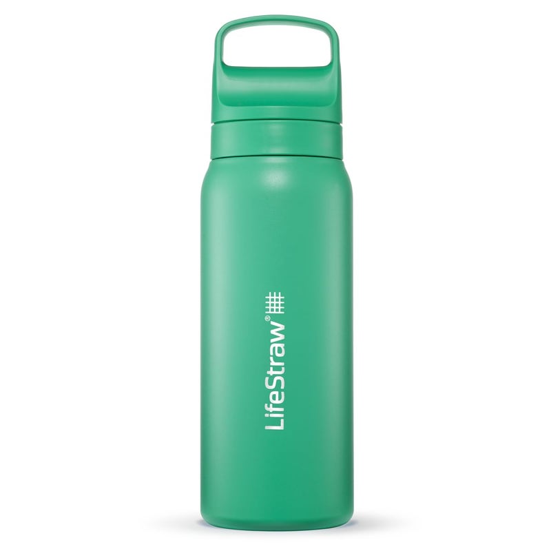 LifeStraw Go Series - Insulated Stainless Steel Water Filter Bottle for Travel and Everyday Use  Removes Bacteria  Parasites and Microplastics  Improves Taste  24oz Cactus Green - Image 1