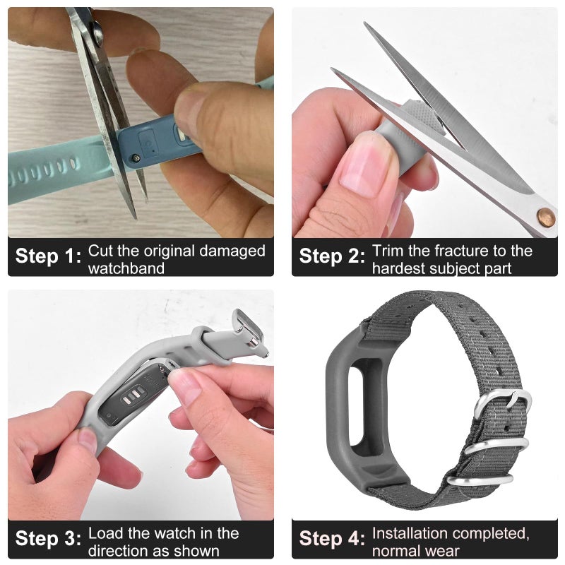 C2D JOY Canvas Nylon Bands Compatible with Garmin Vivosmart 4 tracker Replacement Bands with Case-Blue - Image 3