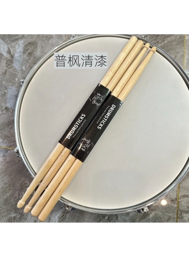 Generic 2 Pairs Maple Wood Drumsticks – Classic Clear Lacquer Finish, 5A Size for Beginners, Students & Adults  - Image 1