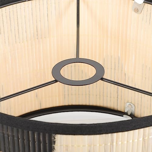 Uonlytech Bamboo Lamp Shade, Vintage Drum Lampshade Chandelier Lamp Cover Replacement Light Accessory for Pendant Floor Light, 30X30x20CM - Image 3