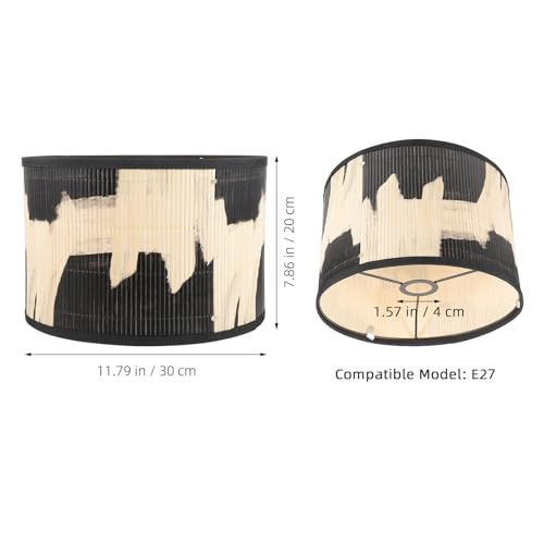 Uonlytech Bamboo Lamp Shade, Vintage Drum Lampshade Chandelier Lamp Cover Replacement Light Accessory for Pendant Floor Light, 30X30x20CM - Image 2