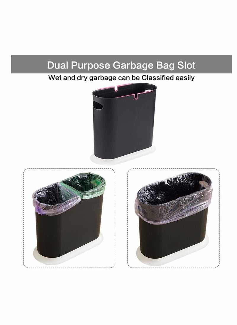 Generic - Trash Can, Gallon Slim Garbage Container Bin Removable Liner Bucket with Press Top Lid for Kitchen Bathroom Living Room Office Narrow Place - 10 Liter/2.4 - Image 1