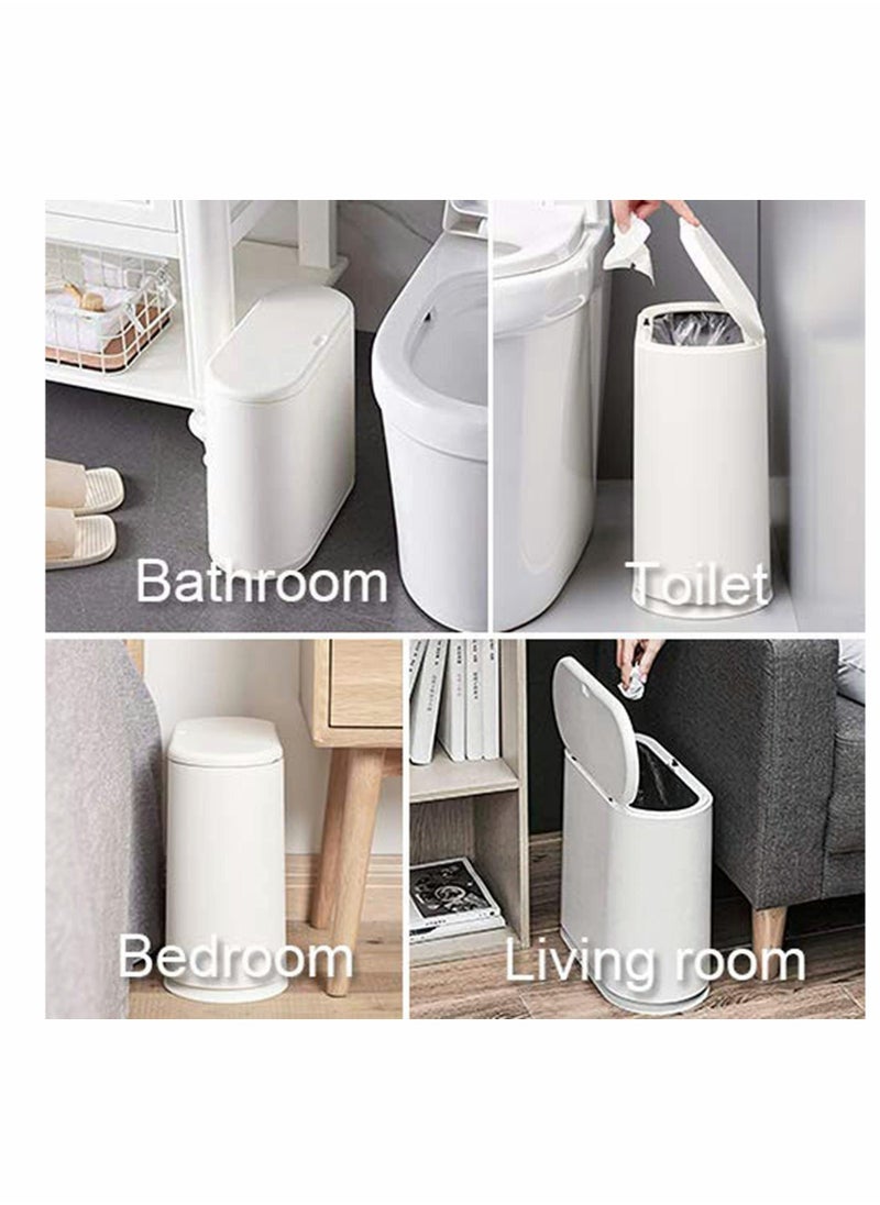 Generic - Trash Can, Gallon Slim Garbage Container Bin Removable Liner Bucket with Press Top Lid for Kitchen Bathroom Living Room Office Narrow Place - 10 Liter/2.4 - Image 1