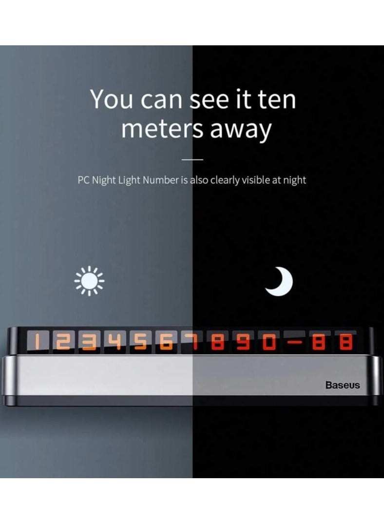 Baseus Temporary Car Park Phone Number Plate, Heat-Resistant, Openable and Closed, with 2 Sticker Strips, Full Numbers From 0 to 9 - Image 3