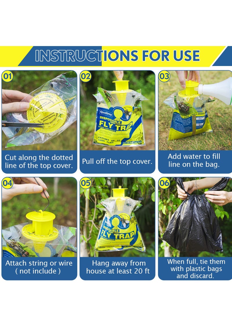 SOLARAE Fly Traps Outdoor Hanging, 4 Natural Pre-Baited Fly Hunter Stable Horse Ranch Fly Trap, Mosquito Fly Bags Outdoor Disposable Catchers Killer Repellent for Barn Farm Patio & Camping - Image 3