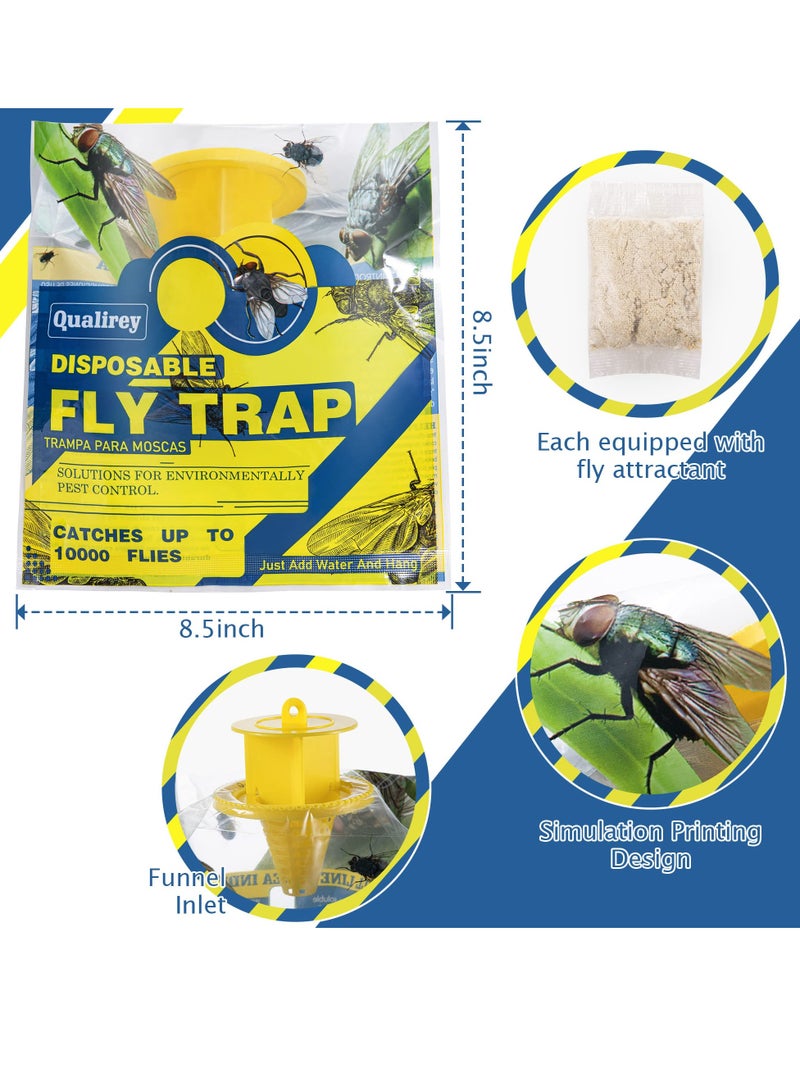 SOLARAE Fly Traps Outdoor Hanging, 4 Natural Pre-Baited Fly Hunter Stable Horse Ranch Fly Trap, Mosquito Fly Bags Outdoor Disposable Catchers Killer Repellent for Barn Farm Patio & Camping - Image 2
