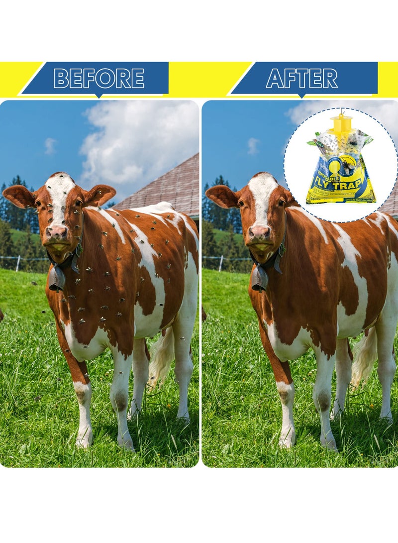 SOLARAE Fly Traps Outdoor Hanging, 4 Natural Pre-Baited Fly Hunter Stable Horse Ranch Fly Trap, Mosquito Fly Bags Outdoor Disposable Catchers Killer Repellent for Barn Farm Patio & Camping - Image 4