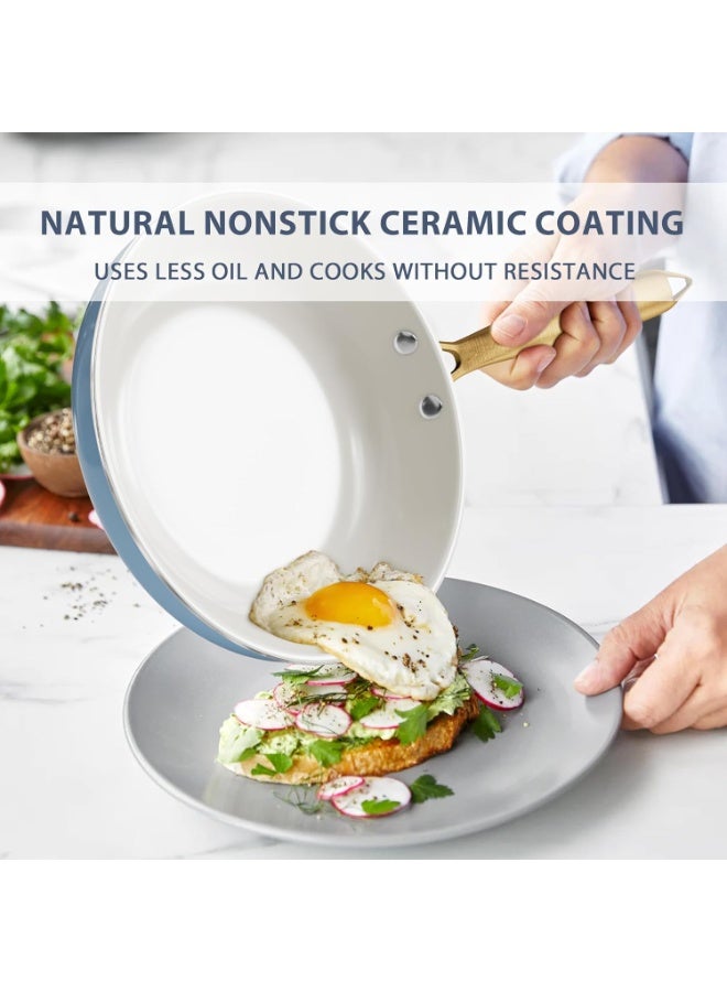 Pots and Pans Set Non Stick - Ceramic Cookware Set with Cooking Utensils Set, Non Toxic Kitchen Cookware Sets Dutch Oven Pot with Lid Saucepan Set Sauté Pan Frying Pan Set for Cooking Gifts - Image 4