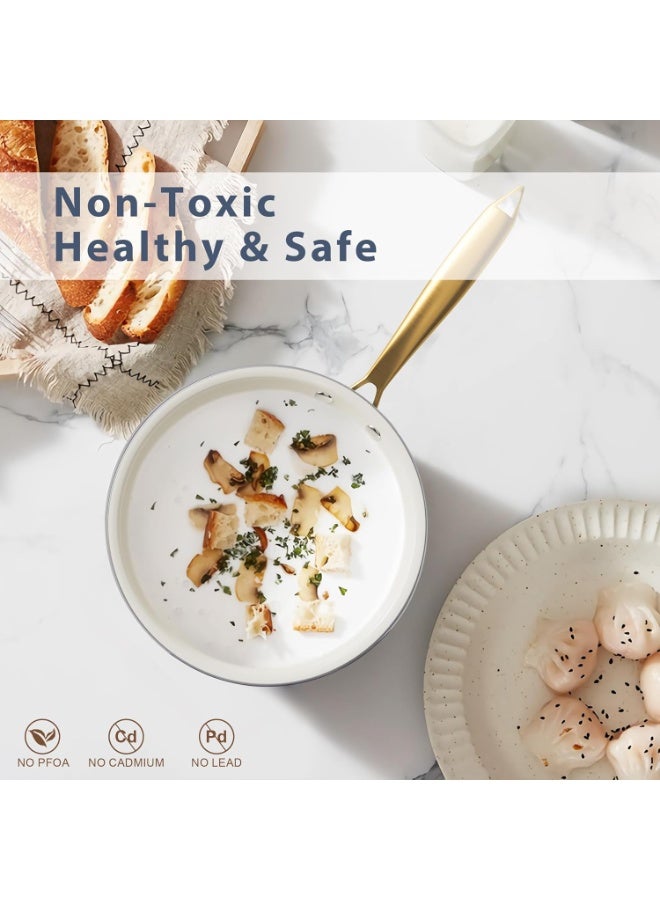 Pots and Pans Set Non Stick - Ceramic Cookware Set with Cooking Utensils Set, Non Toxic Kitchen Cookware Sets Dutch Oven Pot with Lid Saucepan Set Sauté Pan Frying Pan Set for Cooking Gifts - Image 3