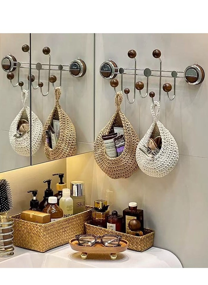 Generic - Set of 3 decorative hanging baskets (with lanyard) woven with hemp rope, wall-mounted storage baskets, home wall decoration, food, plant, daily necessities, toy storage (21X28 cm, 27X33 cm, 30X35 cm) - Image 1