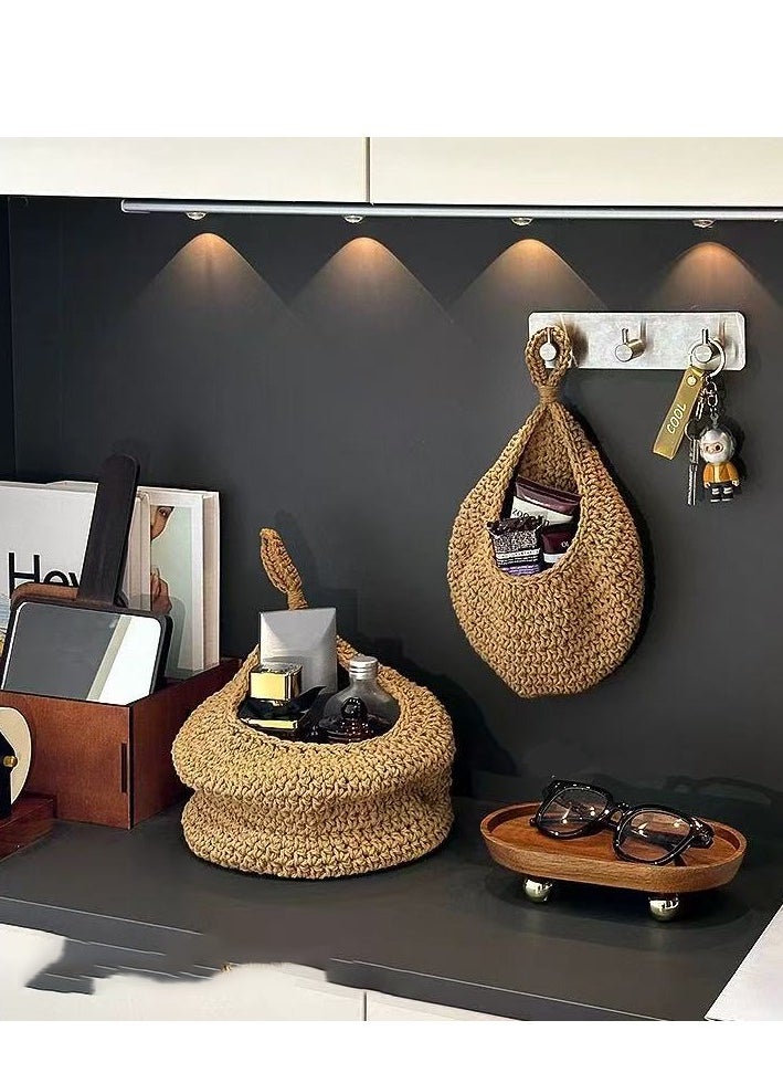 Generic - Set of 3 decorative hanging baskets (with lanyard) woven with hemp rope, wall-mounted storage baskets, home wall decoration, food, plant, daily necessities, toy storage (21X28 cm, 27X33 cm, 30X35 cm) - Image 1