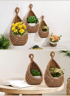 Set of 3 decorative hanging baskets (with lanyard) woven with hemp rope, wall-mounted storage baskets, home wall decoration, food, plant, daily necessities, toy storage (21X28 cm, 27X33 cm, 30X35 cm) - pzsku/ZC5996F261C0A732BD614Z/45/_/1736835637/75879218-ddb3-4cd1-a1ee-40323a906730