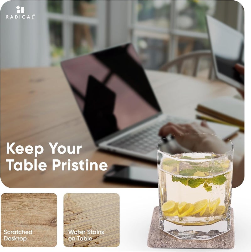 RADICALn Set of 6 Handmade Oceanic Marble Square Coasters 3.5 Inch – Elegant Stone Drink Coasters for Coffee & Dining Table, Luxury Table Protection & Kitchen Décor Accessory - Image 4
