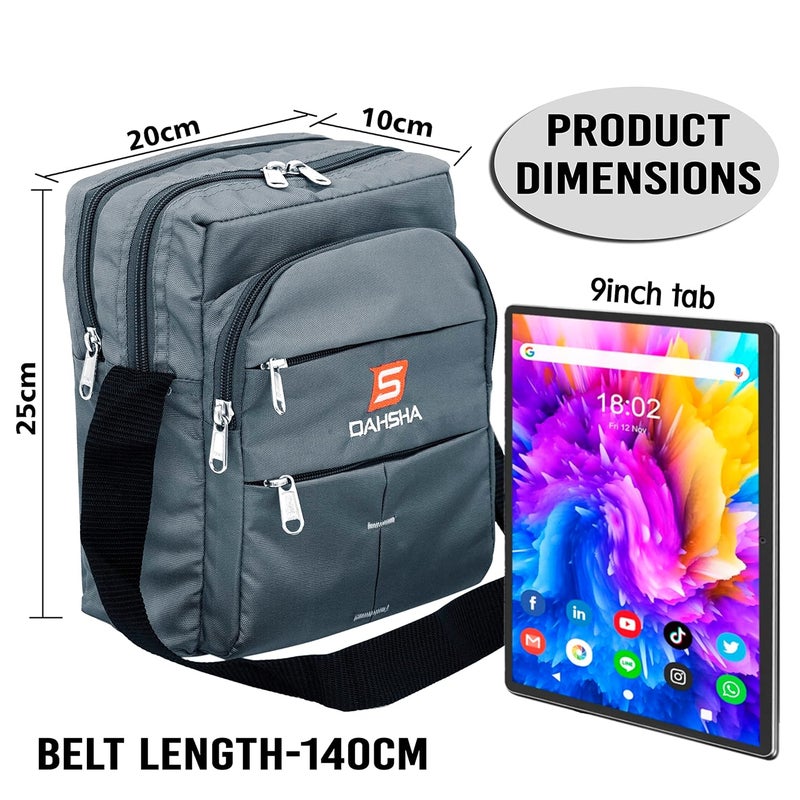 DAHSHA Nylon Stylish Small Multi-Pocket Sling Cross Body Travel Office Business Messenger One Side Bag for Men & Women (Grey, 25 x 10 x 20 CM) - Image 2