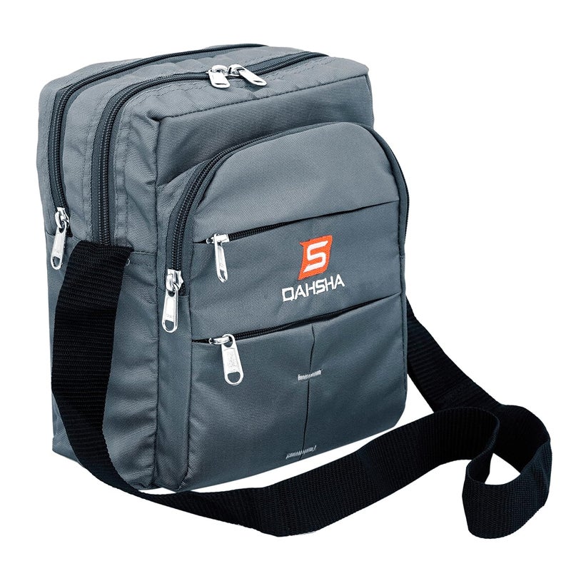 DAHSHA Nylon Stylish Small Multi-Pocket Sling Cross Body Travel Office Business Messenger One Side Bag for Men & Women (Grey, 25 x 10 x 20 CM) - Image 1