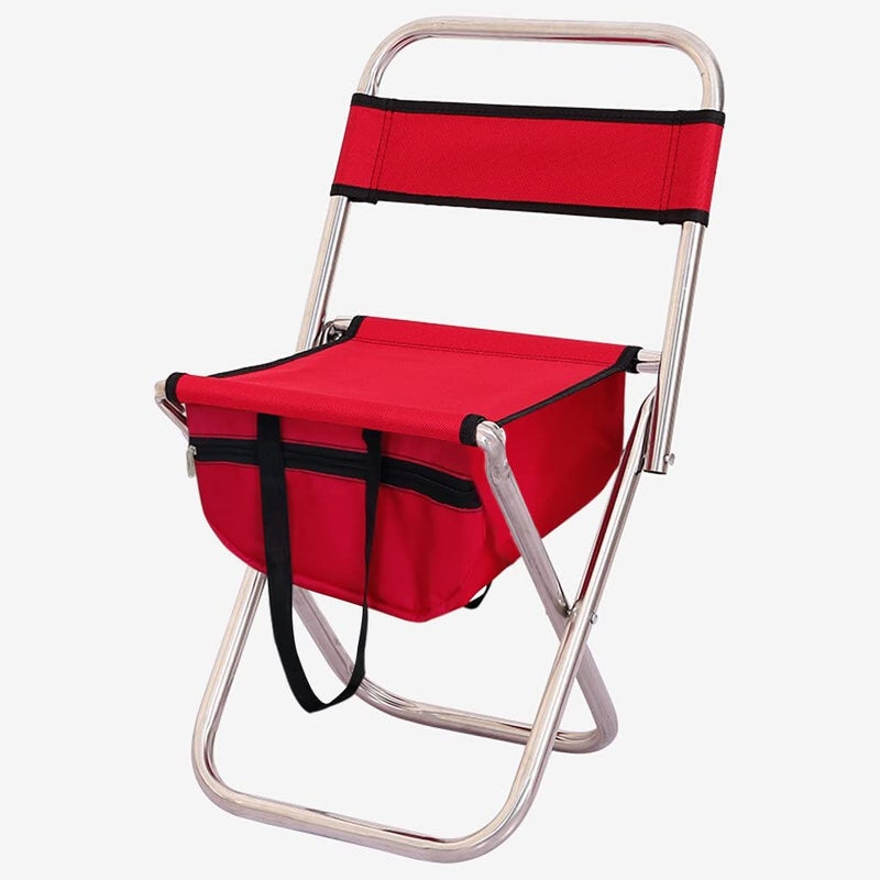 BIGFALCON Premium Folding Camping Chair Outdoor Portable FishingPicnicHiking and Traveling StoolChair with Backrest Relaxing Sketching Chair with Storage BagRed with Bag - Image 1