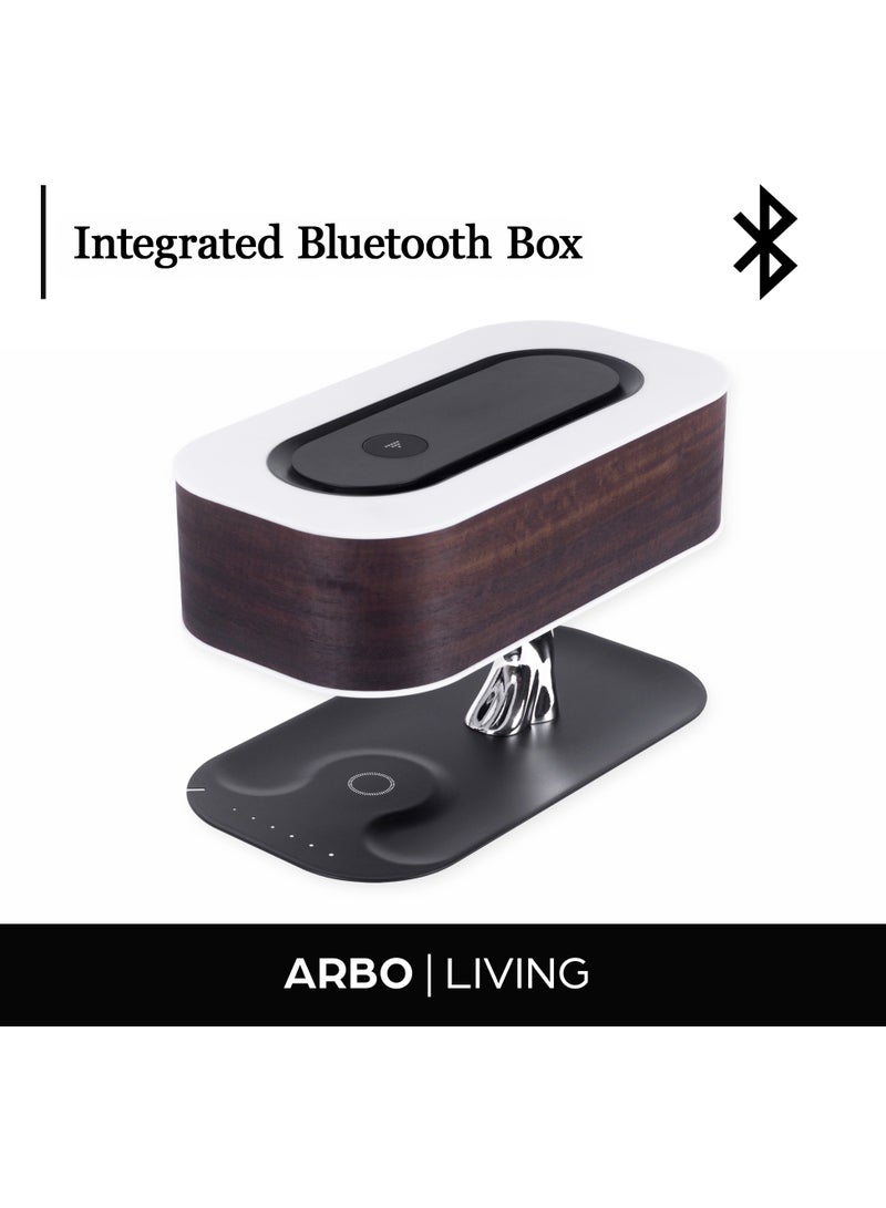 ArBo/Living Table Lamp Dark Oak Wood With Bluetooth Connection And Wireless Charger Eye Care Dimmable Touch Function To Control Brightness  - Image 3