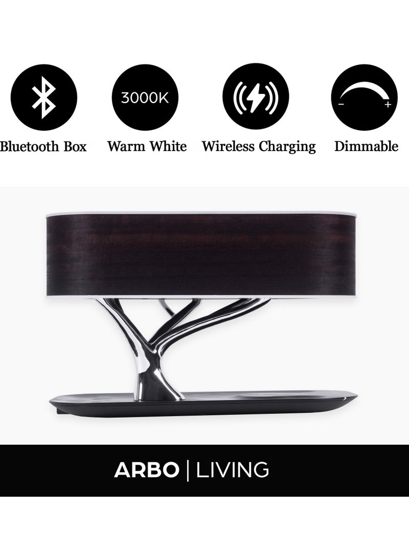 ArBo/Living Table Lamp Dark Oak Wood With Bluetooth Connection And Wireless Charger Eye Care Dimmable Touch Function To Control Brightness  - Image 1