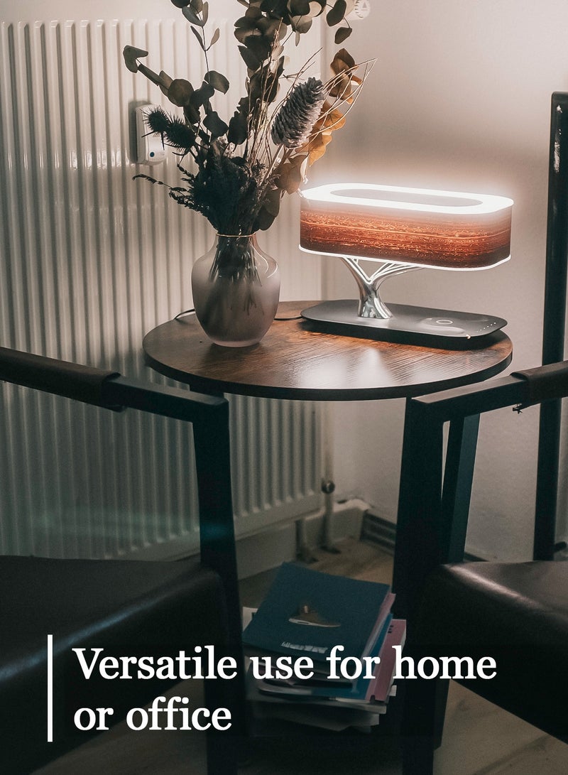 ArBo/Living Table Lamp Dark Oak Wood With Bluetooth Connection And Wireless Charger Eye Care Dimmable Touch Function To Control Brightness  - Image 2