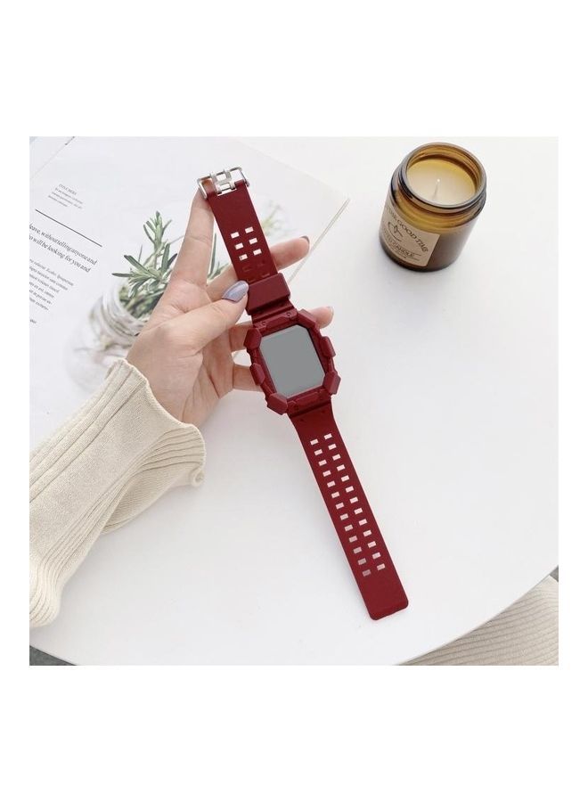 NIBEMINENT Solid Colour Integrated TPU Replacement Strap Watchband For Apple Watch Series 1/2/3/4/5/6/7/SE 42-44-45mm Red - Image 1