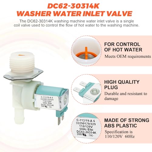 Beaquicy DC62-30312J & DC62-30314K Washer Cold and Hot Side Water Valve Kit Fit for Samsung Kenmore Washer - Repalce DC62-30314H 1810145 AP4204535 PS4209100 by Beaquicy - Image 3