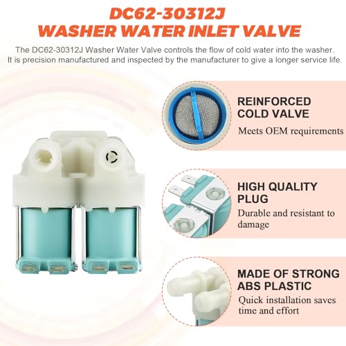 Beaquicy DC62-30312J & DC62-30314K Washer Cold and Hot Side Water Valve Kit Fit for Samsung Kenmore Washer - Repalce DC62-30314H 1810145 AP4204535 PS4209100 by Beaquicy - Image 2
