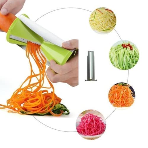 Suzec Spiral Vegetable Slicer Pasta Noodle Spaghetti Maker, Perfect & Solid Grip, Spiral Slicer Salad Maker for Kitchen, Vegetables Cutter Slicer (Multicolor, Wheat Straw, Stainless Steel) - Image 1