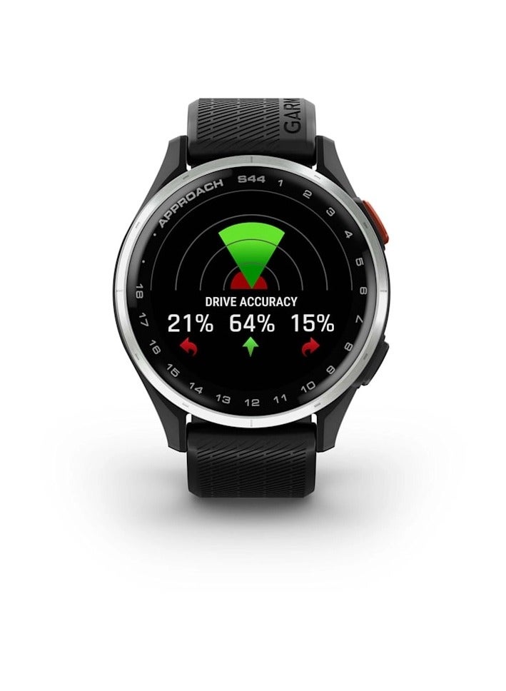 GARMIN Approach S44 - Silver Aluminium Bezel With Silicone Band Black - Image 2