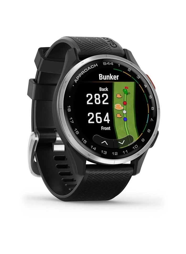 GARMIN Approach S44 - Silver Aluminium Bezel With Silicone Band Black - Image 3
