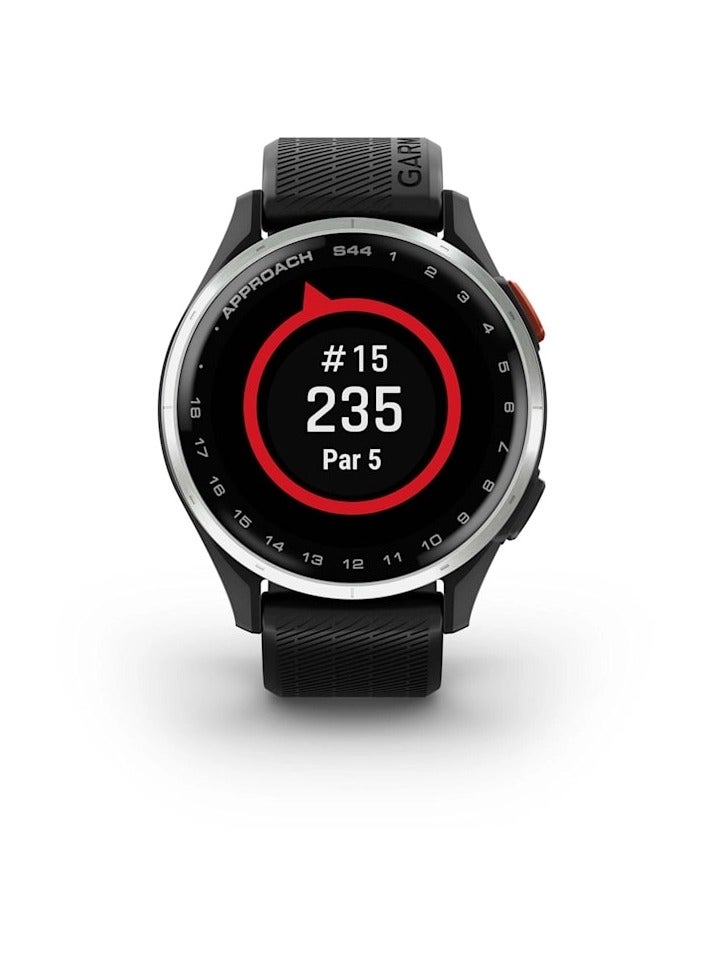 GARMIN Approach S44 - Silver Aluminium Bezel With Silicone Band Black - Image 4
