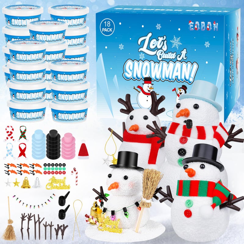 EOBOH 18 Pack Build a Snowman Kit Snowman Kit DIY Winter Decorations Indoor Christmas Snowman Crafts for Kids Bulk Creative Kids Air Dry Clay Modeling Crafts Kit for Christmas Gifts Favor Supplies - Image 3