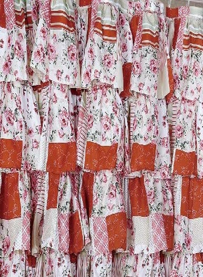 spring Home Batch Work Ruffle Fabric Shower Curtain Multi Color red Size 72 x 72 inch - Image 2