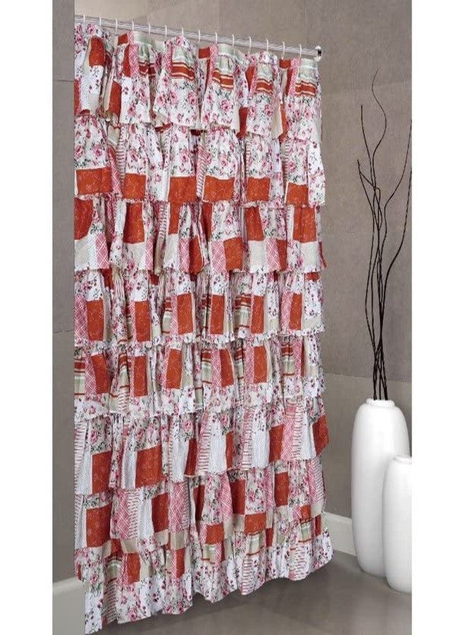 spring Home Batch Work Ruffle Fabric Shower Curtain Multi Color red Size 72 x 72 inch - Image 1