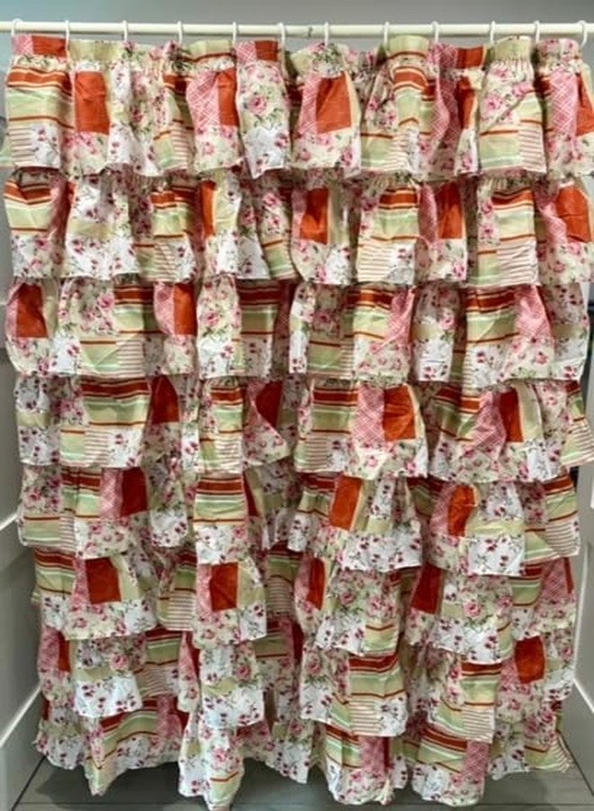 spring Home Batch Work Ruffle Fabric Shower Curtain Multi Color red Size 72 x 72 inch - Image 5