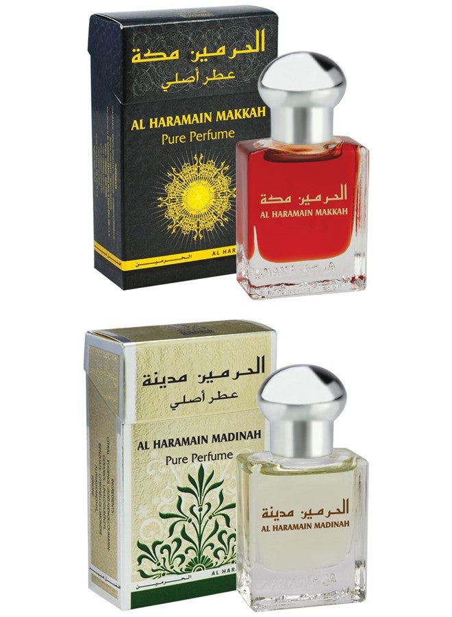 Al Haramain Set of 2 Haramain Pure Perfume Makkah Madinah 15ML Perfume Oil - Combo – Unisex - Image 1