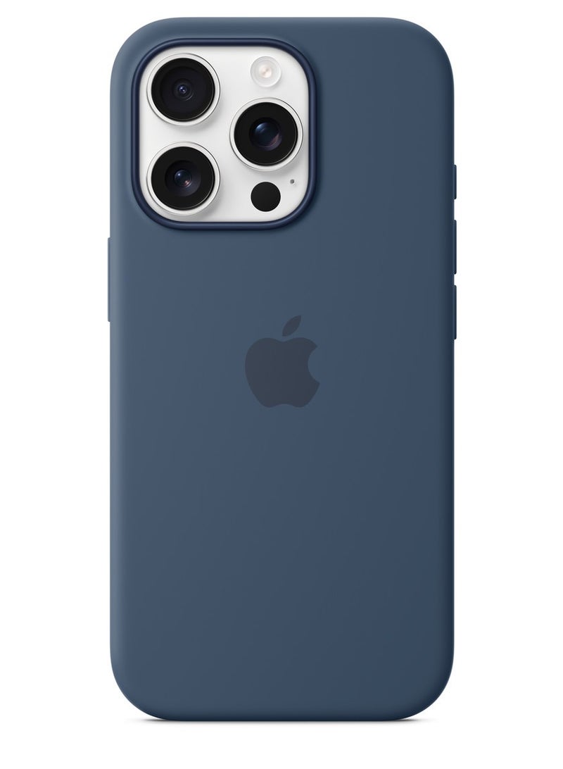 eBarakah iPhone 16 Pro Silicone Case Compatible with MagSafe | Premium Shockproof, Soft Touch, Durable Protection | Stylish Colors | MagSafe Compatible iPhone Case | Denim - Image 1