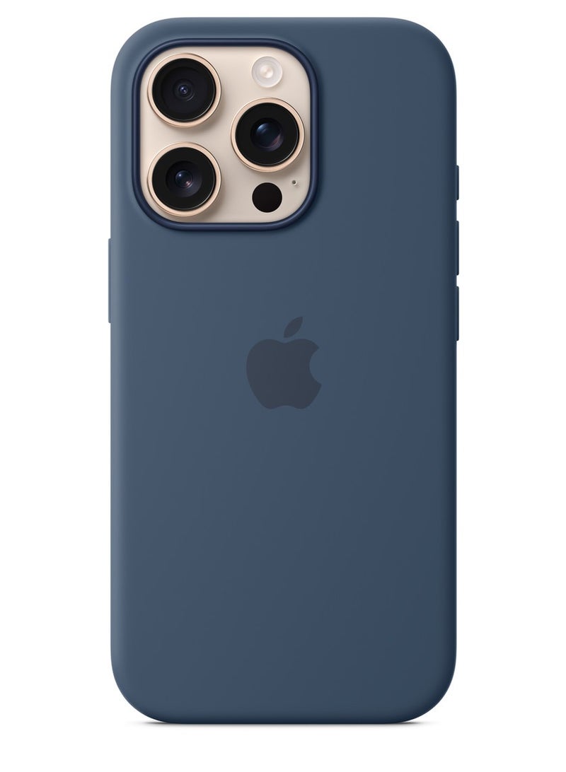 eBarakah iPhone 16 Pro Silicone Case Compatible with MagSafe | Premium Shockproof, Soft Touch, Durable Protection | Stylish Colors | MagSafe Compatible iPhone Case | Denim - Image 3