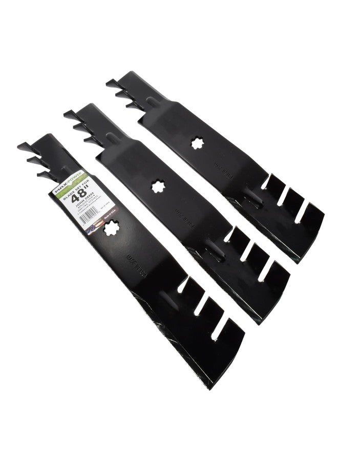 MaxPower 561812XB Set of 3, 3-N-1 Commercial Mulching Blades for 48 in. Cut John Deere Mowers, Replaces OEM no. GX21784, GX21786, Black - Image 5