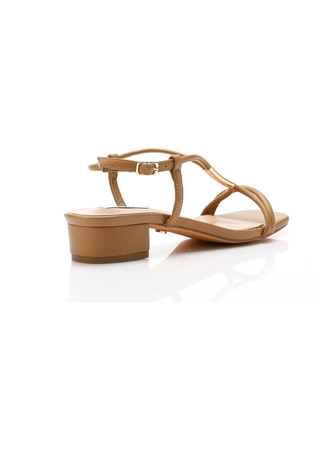 DejaVu Buff Beige Strappy Mid Heel Sandals  - Image 2